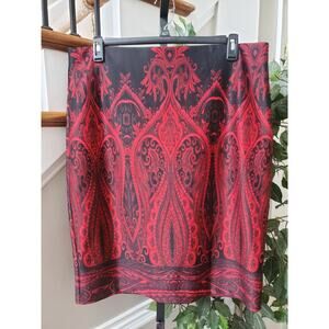 NYCC Women's Red & Black Polyester Pencil & Straight Casual Knee Length Skirt XL